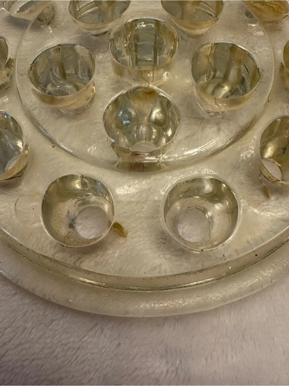 Vintage Clear Glass Flower Frog 16 hole